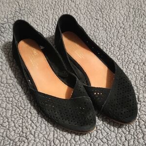 Women's Toms Jutti Perforated Suede Flats Black Size 8.5